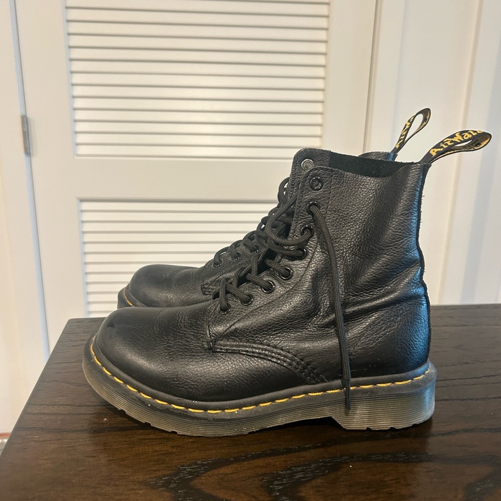 Dr. Martens Black Boots with Yellow Stitching
